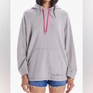 MOTHER Heather Gray Hoodie with Pink Accents